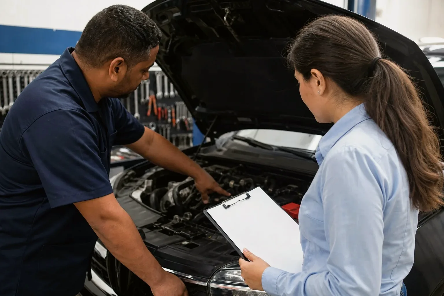 Profissional realizando cadastro de motor.