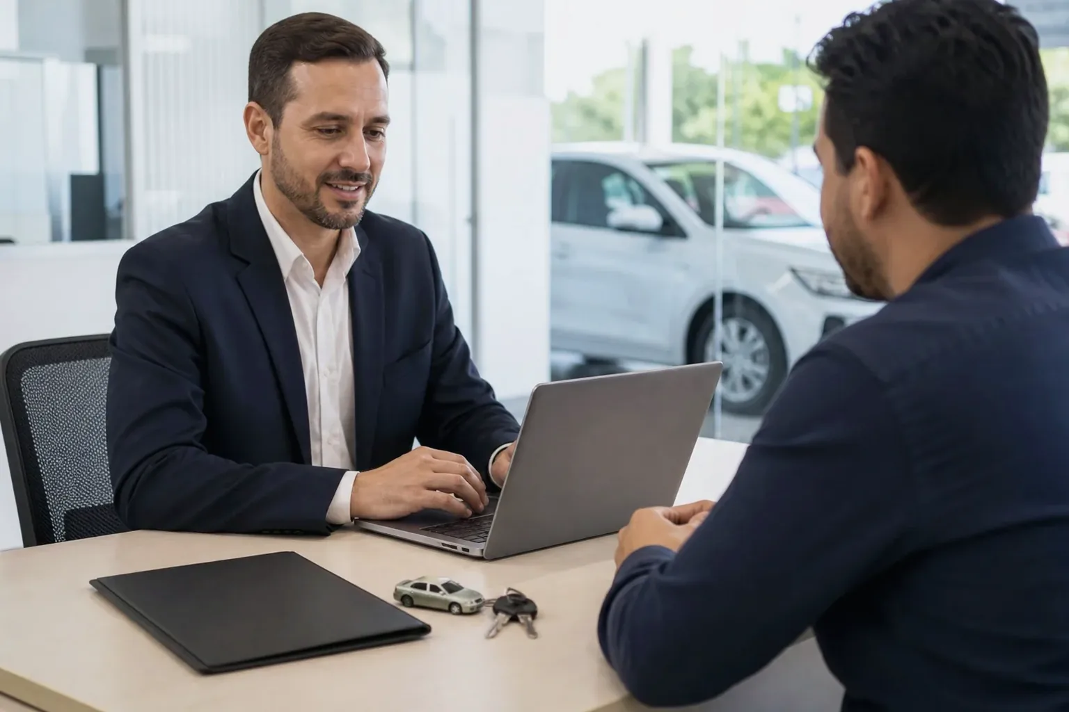 Profissional realizando o licenciamento de um veículo.