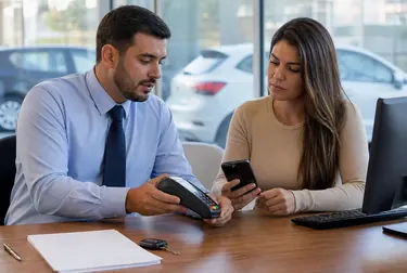 Profissional realizando pagamento de débitos de veículo.